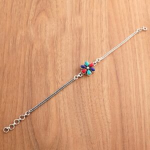 Women's Bracelet Coral Bracelet Turquoise Bracelet Sterling 925 Silver Bracelet Wedding Bracelet Gift For Her Multi Gemstones Bracelet BR0186-GS