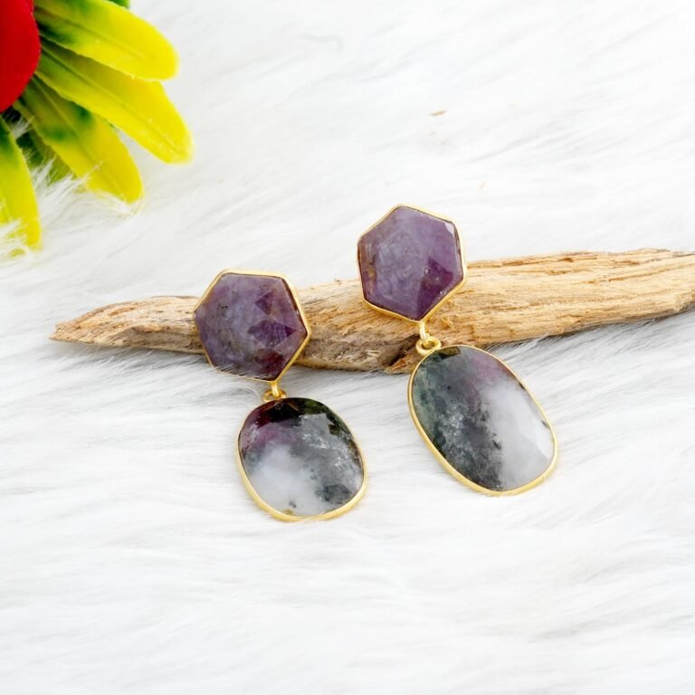 Sapphire Stud Earring Sterling 925 Silver Gold Plated Earring Earring Multi Sapphire Earring Wedding Earring Natural Gemstone Stud Earring E0865-GS