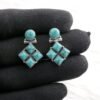 Turquoise Gemstone Earring Studs Sterling 925 Silver Earring Wedding Earring Stud Earring Gift For Her Blue Earring Turquoise Stud E0861-GS