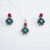 Coral Earring Turquoise Earring Coral Turquoise Pendant Sterling 925 Silver Jewelry Wedding Jewelry Set Gift For Her Gemstone Jewellery Set NS0011-GS