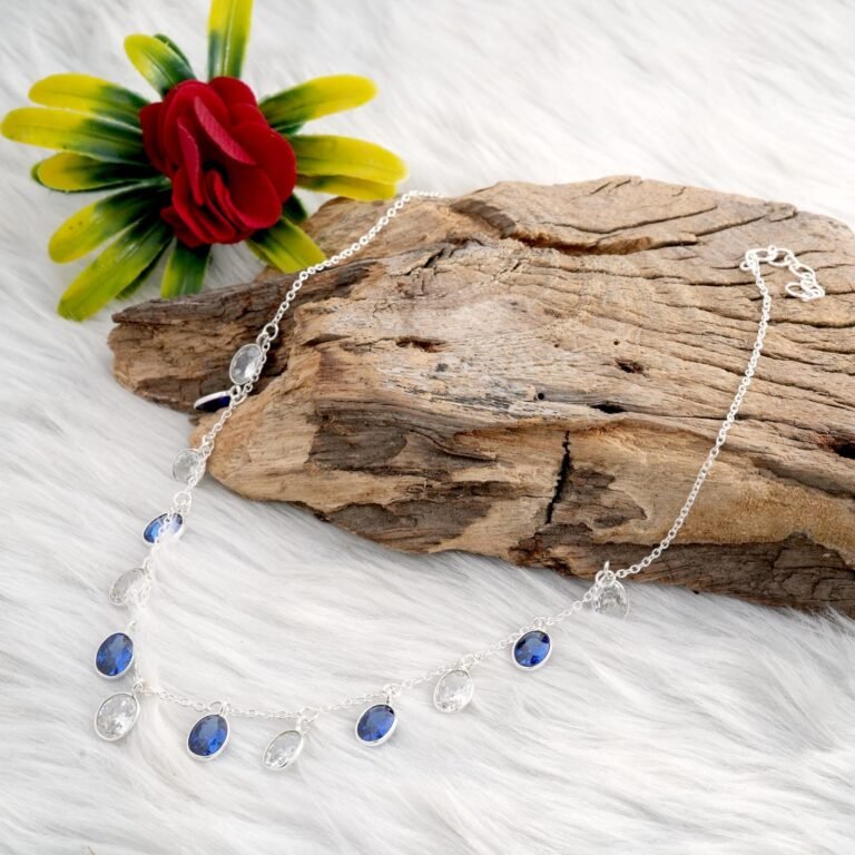 Sapphire Necklace CZ Necklace Sterling 925 Silver necklace Wedding Necklace Gift For Her Minimalist Jewelry Dainty Necklace Choker necklace NL0011-GS