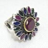 Natural Ruby, Emerald & Sapphire Ring In 925 Sterling Silver, Precious Ring, Multi Stone Ring Silver Jewelry For Girl And Women, Gift Item R0311-GS