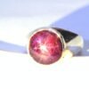 Natural Star Ruby Rings 925 Sterling Silver Jewelry ring with gemstone Star Ruby Round Cabochon Ring Gift for her Men And Boy Also R0156-GS