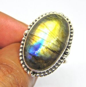 Natural Labradorite Ring , 925 Sterling Silver , Jewelry Ring , Gemstone Ring , Welo Fire Gemstone , Vintage Ring , Gift Item , Silver Ring R0270-GS