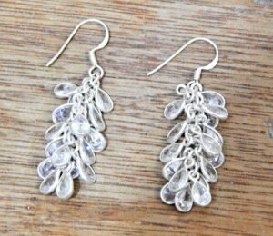Natural Cubic zirconia Gemstone Earring in 925 Sterling Silver Natural Hook Earring Sterling Silver Dangle Earring Gift for her Tiny Earring E0060-GS