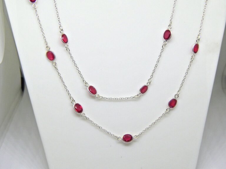 Ruby Necklace !!! 925 sterling silver jewelry with gemstone Ruby faceted Necklace for Girl & women her gift item NL0249-GS