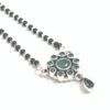 925 sterling silver black beads chain Aventurine necklace gorgeous flower design pendant, traditional style Indian mangalsutra Gift necklace NL0059-GS
