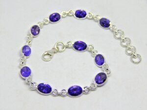 Blue Zircon Bracelet In 925 Sterling Silver Bracelets ,silver jewelry bracelets, gift For Her handmade bracelet BR0170-GS