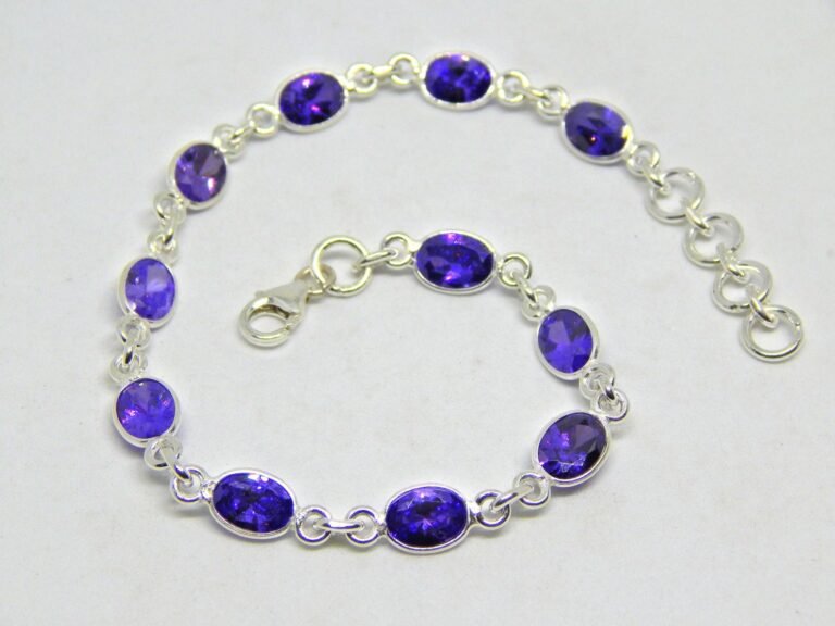 Blue Zircon Bracelet In 925 Sterling Silver Bracelets ,silver jewelry bracelets, gift For Her handmade bracelet BR0170-GS