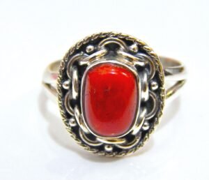 100% Natural Coral Ring In 925 Sterling Silver , Wedding Ring , Gift Item , Handmade Ring , Vintage Ring , Girl & Women Ring, Gift for Her R0031-GS