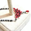 925 sterling silver black beads chain Coral necklace , gorgeous flower design pendant , traditional style Indian mangalsutra Coral necklace NL0060-GS