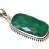 Natural Green Onyx 925 Sterling Silver Pendant Green Faceted Gemstone Handmade Silver Pendant , Gift For Her P0049-GS