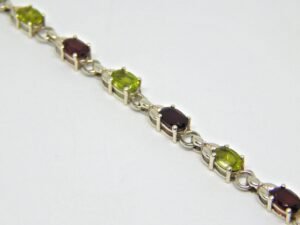 Natural Peridot and garnet Bracelet,925 Sterling Silver Jewelry bracelet With gemstone peridot, garnet faceted for Girls & Women gift item BR0071-GS