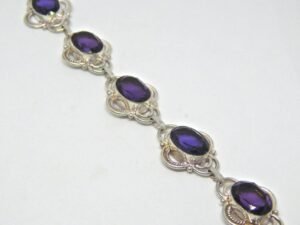 Natural Amethyst Bracelet-Silver Jewelry With Gemstone Amethyst Bracelet- For Girls & Women Gift item handmade bracelet BR0028-GS