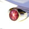 Natural Star Ruby Rings 925 Sterling Silver Jewelry ring with gemstone Star Ruby Oval Cabochon Sterling Silver Ring Gift for her Men And Boy R0154-GS