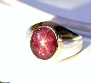 Natural Star Ruby Rings 925 Sterling Silver Jewelry ring with gemstone Star Ruby Oval Cabochon Sterling Silver Ring Gift for her Men And Boy R0154-GS