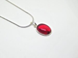 Natural Ruby Cabochon With Snake Chain ,925 Sterling Silver Pendant, Precious Jewelry For Girls And Women, Gift Item, Wedding Jewelry P0019-GS