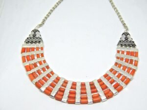 Genuine AAA+ Natural Coral Choker Necklace , Choker Necklace , Coral Necklace , Red Coral Necklace , Silver Necklace , Gemstone Necklace NL0106-GS