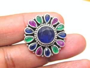 Natural Green onyx ruby blue onyx Ring 925 sterling Silver Jewelry Adjustable Ring Handmade Ring Wedding Ring Gift For Girl & Woman R0288-GS