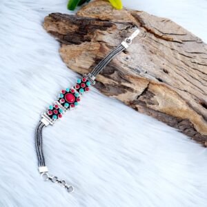 Coral Bracelet Turquoise Bracelet Sterling 925 Silver Bracelet Wedding Bracelet Gift For Her Natural Multi Gemstones Bracelet Chain Bracelet BR0197-GS