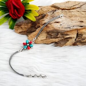 Coral Bracelet Turquoise Bracelet Sterling 925 Silver Bracelet Wedding Bracelet Gift For Her Natural Multi Gemstones Bracelet Chain Bracelet BR0193-GS