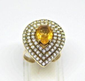 Natural Citrine Ring, 925 Sterling Silver, Handmade Ring, Pear Multi Stone Ring, Designer Ring, Gift for Friends, Birthday Gift, gift item R0318-GS
