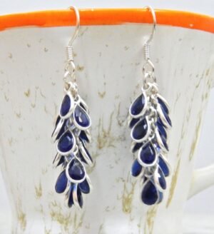 Natural Sapphire Gemstone Greps bunch Earring in 925 Sterling Silver Hook Earring Sterling Silver Dangle Earring Gift for her E0010-GS