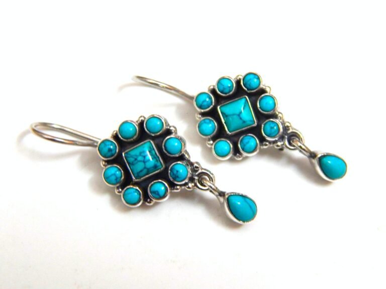 Turquoise Gemstone Earring Sterling Silver Earring Jewelry Sterling Silver earring Gift 925k Handmade Earring Blue Earring gemstone Earring E0896-GS