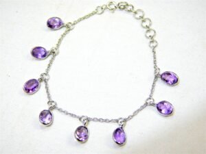 Purple Amethyst Bracelet, 925 Sterling Silver bracelet , Dainty Bracelet , Minimalist Jewelry , Wedding Jewelry , Oval Shape Bracelet BR0067-GS