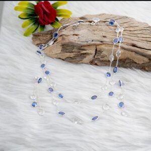 Sapphire earring Sapphire Necklace CZ Earring CZ Necklace Sterling 925 Silver necklace Wedding Necklace Gift For Her Minimalist Jewelry NL0010-GS