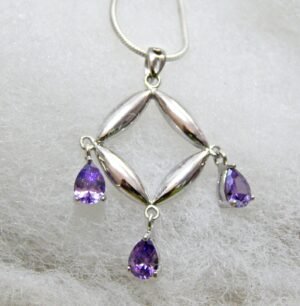 Amethyst Pendant Necklace , 925 Silver Necklace , Amethyst Necklace , Teardrop Necklace , Dainty Pendant , Bridesmaid Necklace , Gift Item P0065-GS