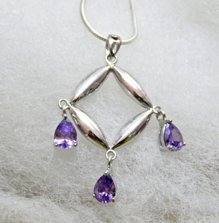 Amethyst Pendant Necklace , 925 Silver Necklace , Amethyst Necklace , Teardrop Necklace , Dainty Pendant , Bridesmaid Necklace , Gift Item P0065-GS