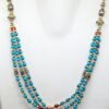 Natural Genuine, Coral, Turquoise Necklace-Natural Gemstone jewelry-sterling silver. Beaded Multi Necklace handmade necklace NL0016-GS