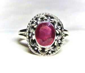 Sterling Silver Ruby Ring-Engagement Silver Ring-Promise Silver Ring-Handmade Birthstone Ring-Faceted Ruby Ring-Stackable Ring Gift For Her R0118-GS