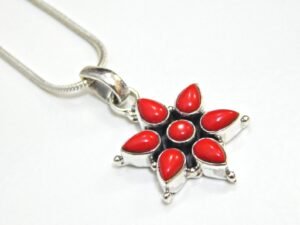 Coral Pendent, 925 Sterling Silver Jewelry, Floral Pendent, Handmade Jewelry, Red Pendent, Wedding Jewelry, Gift For Her, Gift Item P0007-GS