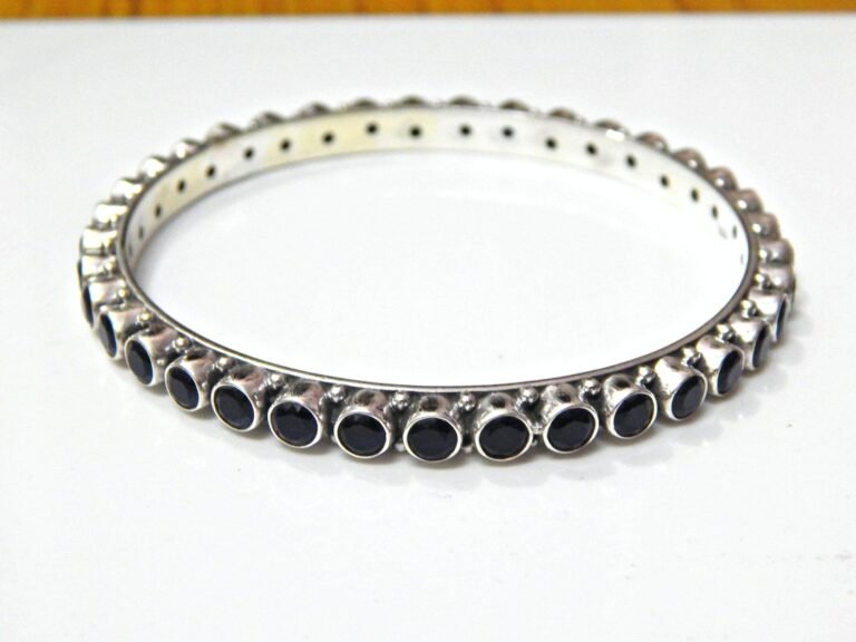 Natural Blue Onyx Bangle 925 Sterling Silver Bangle Gift For Her Handmade Bangle Gemstones Bangle Size 2-6 B0051-GS