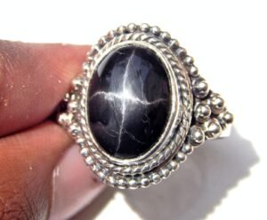 Natural Genuine Black Star Rings,925 Sterling Silver Jewelry ring with gemstone Black Star Cabochon, Handmade Ring, Gift For Her R0284-GS