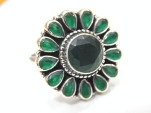 Natural Green onyx Ring 925 sterling Silver Jewelry, Adjustable Ring, Handmade Ring , Wedding Ring, Gift For Girl & Woman , Gift Item R0287-GS