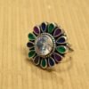 Floral Rings Sterling 925 Silver Rings Natural Multi Gemstones Rings Wedding Rings Gift For Her Boho Rings Adjustable Rings Indian Rings R0267-GS
