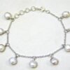 Natural round Shape pearl Bracelet in 925 Sterling Silver, Vintage Bracelet, Bezel Bracelet, handmade Jewelry Genuine Pearl Silver Bracelet BR0053-GS