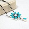 Awesome 925 sterling silver black beads chain necklace, gorgeous flower design pendant, traditional style brides mangalsutra necklace set NL0125-GS