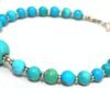 Natural Arizona Turquoise Bracelet 925 Sterling Silver Beaded Bracelet Blue Gemstone Bracelet December Birthstone Bracelet Gift Item BB0001-GS