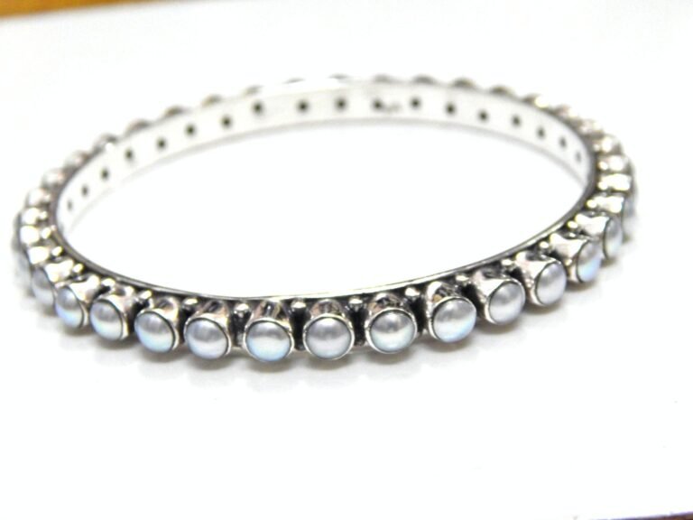 Natural Fresh water pearl Bangle, Silver jewelry,925 Sterling Silver Bangle, Gift, Handmade Bangle, Gemstone Bangle-Size 2-6 B0048-GS