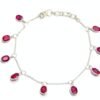 Ruby Bracelet 925 Sterling Silver, Dainty Multi Gemstones Bracelet, Handmade Bracelet Wedding Jewelry, Gemstone Ruby Faceted, Gift For Her BR0030-GS