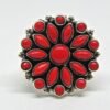 Natural coral ring 925 sterling silver jewelry ring handmade ring women ring Adjustable ring gift for her cabochon ring R0037-GS