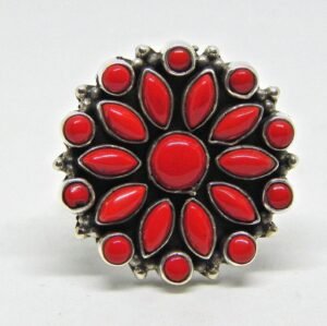 Natural coral ring 925 sterling silver jewelry ring handmade ring women ring Adjustable ring gift for her cabochon ring R0037-GS