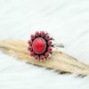 Natural Coral ring in Silver 925 Sterling Silver Ring Handmade With Sterling silver Vintage and oriental Ring gift for her fine ring R0163-GS