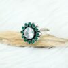Natural Green Emerald cubic zirconia Ring 925 Sterling Silver Jewelry Wedding Ring Adjustable Ring Women's Ring Gift For Her Silver Jewelry R0160-GS