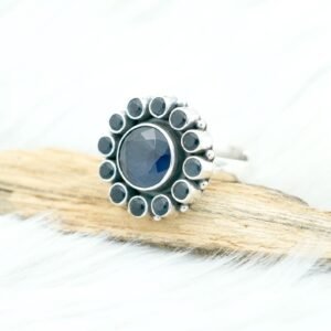 Natural Blue Sapphire Ring 925 Sterling Silver Wedding Ring Gemstone Wedding Ring Anniversary Gift For Her Women's Ring Adjustable Ring R0159-GS
