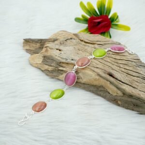 Natural Multi Color Monalisa 925 Sterling Silver Bracelets Gemstone Bracelets Elegant Bracelets Gift For Her Wedding Bracelet BR0092-GS
